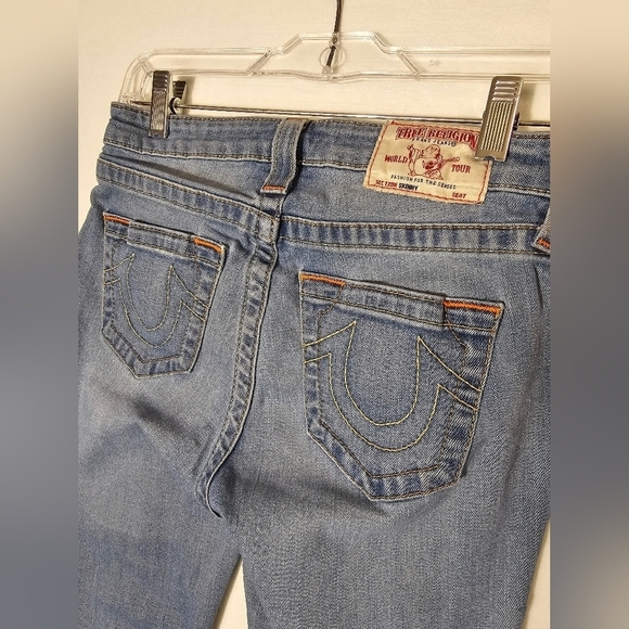 True Religion Skinny Jeans with Orange Stitching Women's Size 26 - Picture 3 of 12